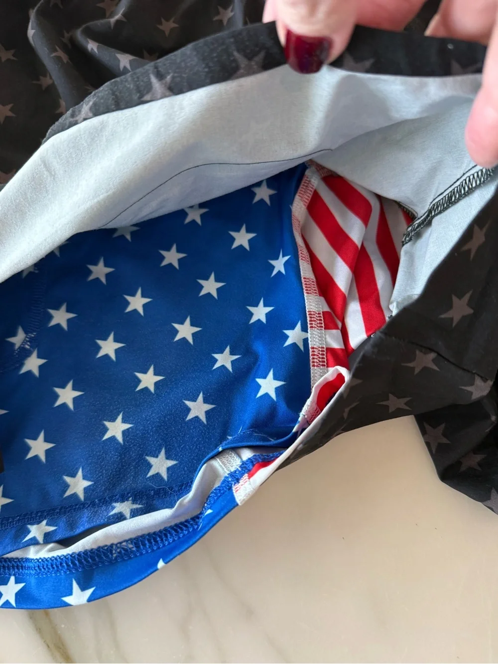 chubbies Black Star-Print Swim Trunks with Red, White & Blue Trim
